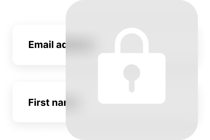 graphic of a padlock overlayed on an email and name badge