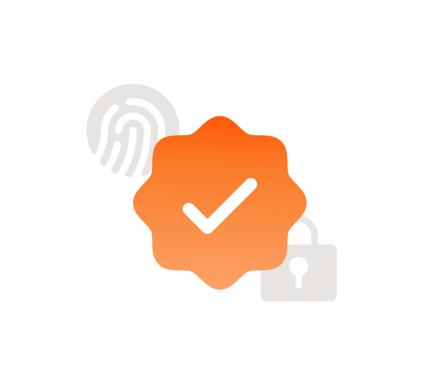 Graph with a tick icon overlayed on a padlock icon and fingerprint icon