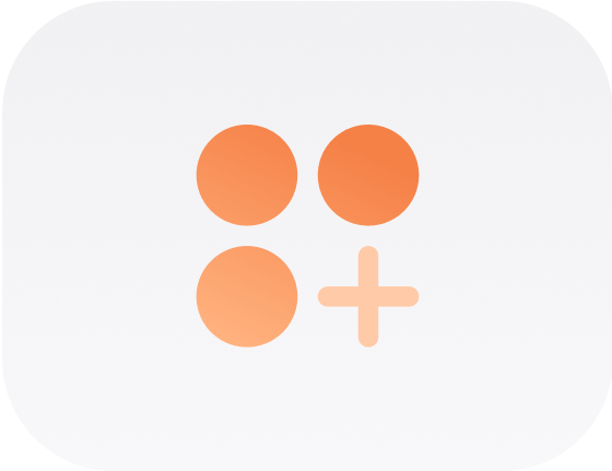 Graphic of three dots and a plus icon